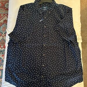 George Navy Blue Short-Sleeve Button-Down with White Dot Print